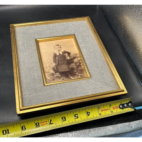 Vintage 4"x6" E.J.Hill? Photo Handsome Dk Hair Toddler Boy in Skirt Custom Frame - Picture 9 of 12